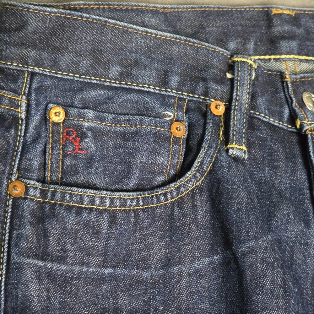 Ralph Lauren 381 slim Fit Jeans 3030 Dark Blue Wash Whiskers RL Pocket...